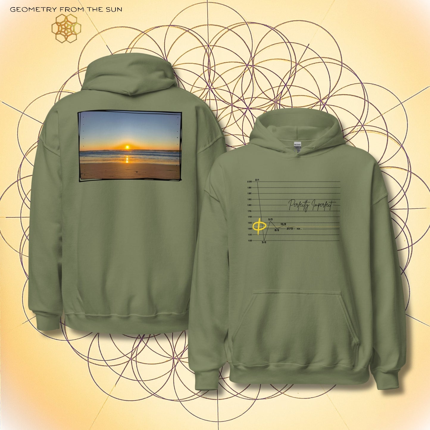 Perfectly Imperfect Sunrise Hoodie | Fibonacci x Phi - Geometry From The Sun