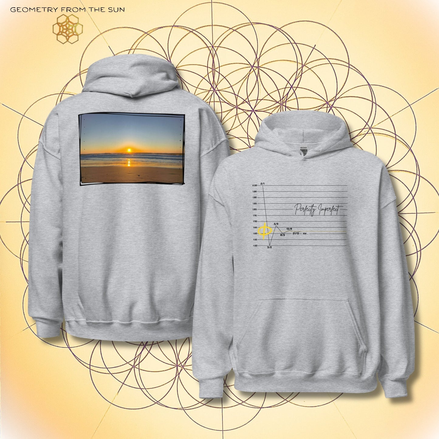 Perfectly Imperfect Sunrise Hoodie | Fibonacci x Phi - Geometry From The Sun