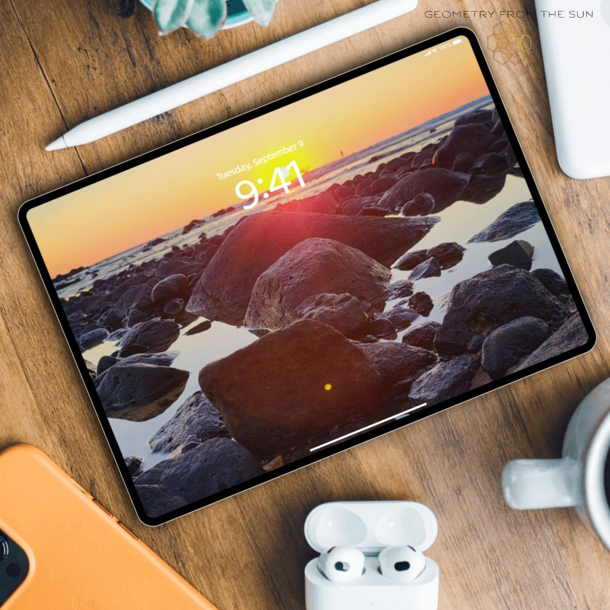 Rocky Glow Sunrise Wallpapers – 17 Device Sizes (iPhone, Samsung, Pixel, iPad, Desktop, 4K) - Geometry From The Sun