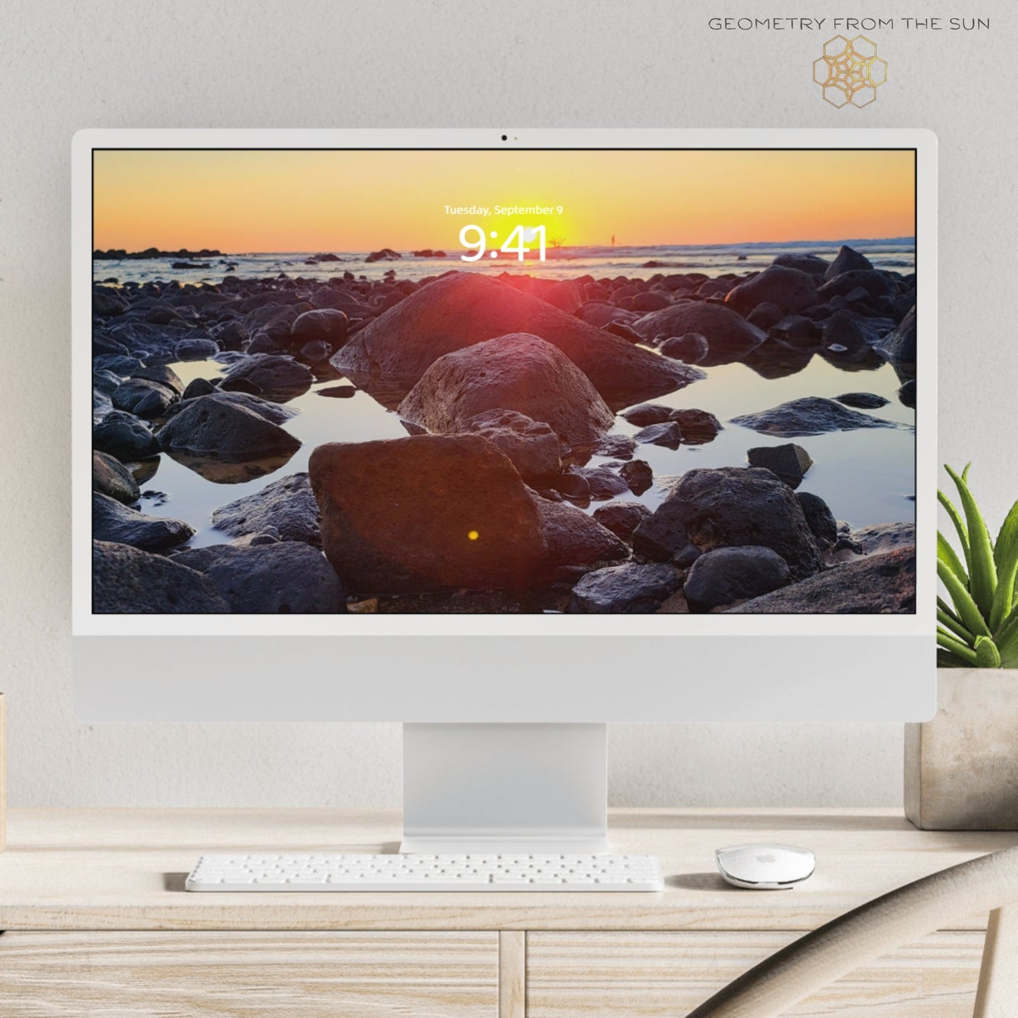 Rocky Glow Sunrise Wallpapers – 17 Device Sizes (iPhone, Samsung, Pixel, iPad, Desktop, 4K) - Geometry From The Sun
