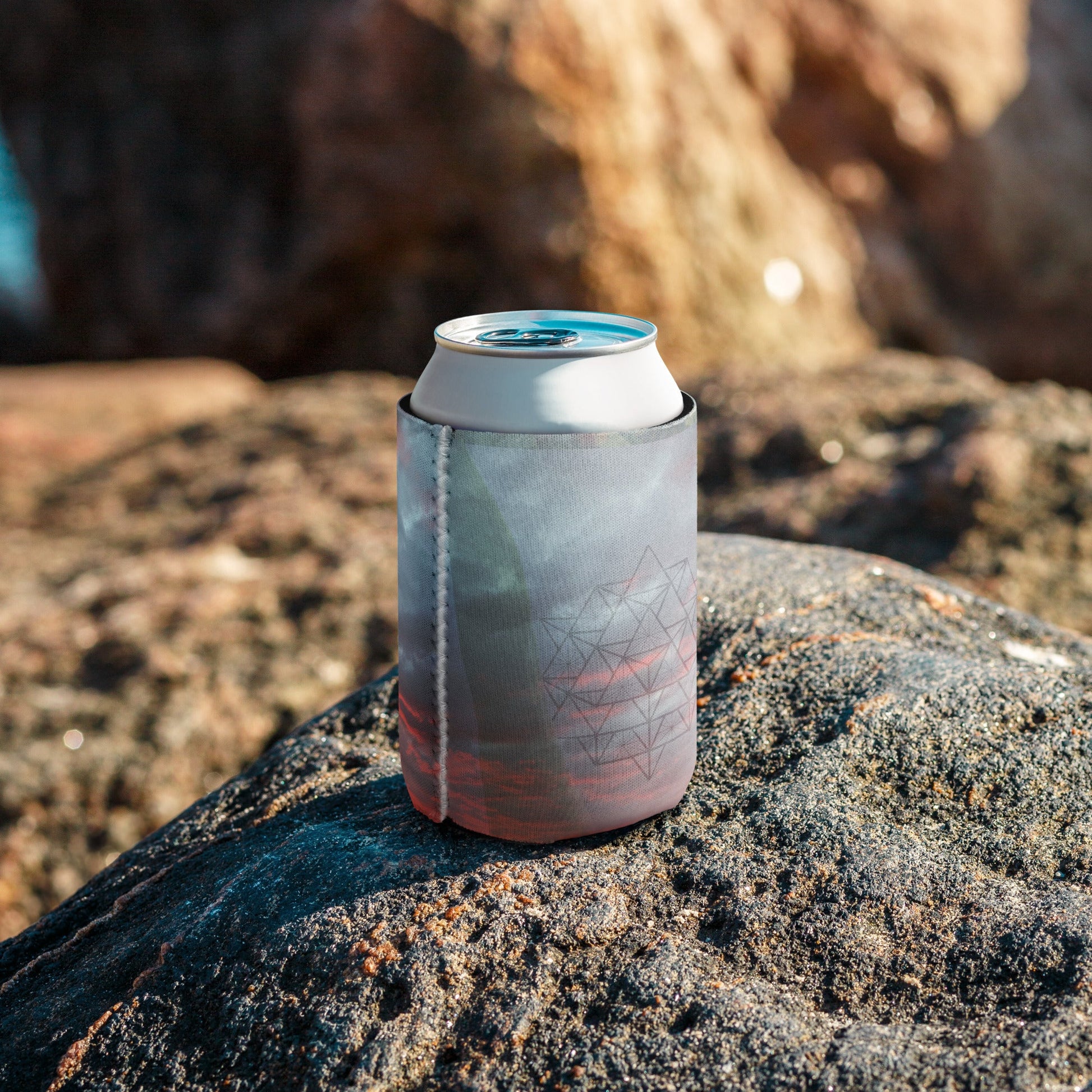 Sacred Geometry Sunset Can Holder Stubby Cooler - Geometry From The Sun