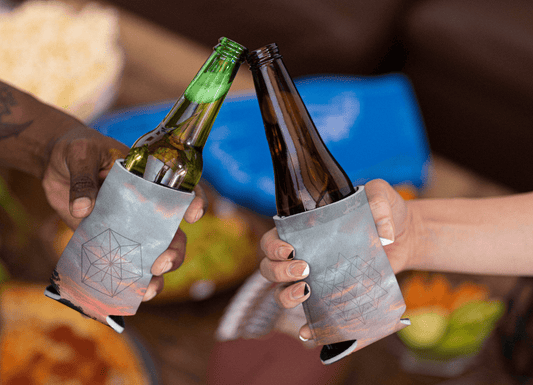 Sacred Geometry Sunset Can Holder Stubby Cooler - Geometry From The Sun